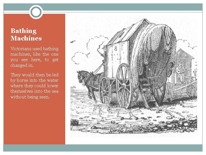 Bathing Machines Victorians used bathing machines, like the one you see here, to get Bathing Machines Victorians used bathing machines, like the one you see here, to get