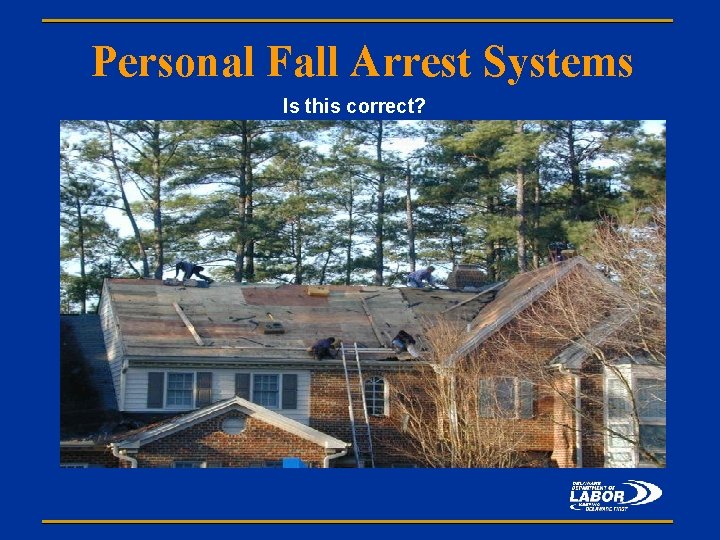 Personal Fall Arrest Systems Is this correct? 