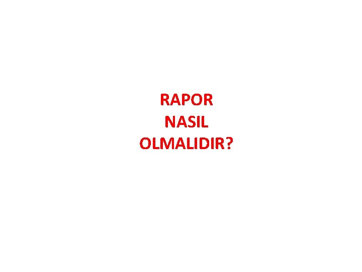 RAPOR NASIL OLMALIDIR? 