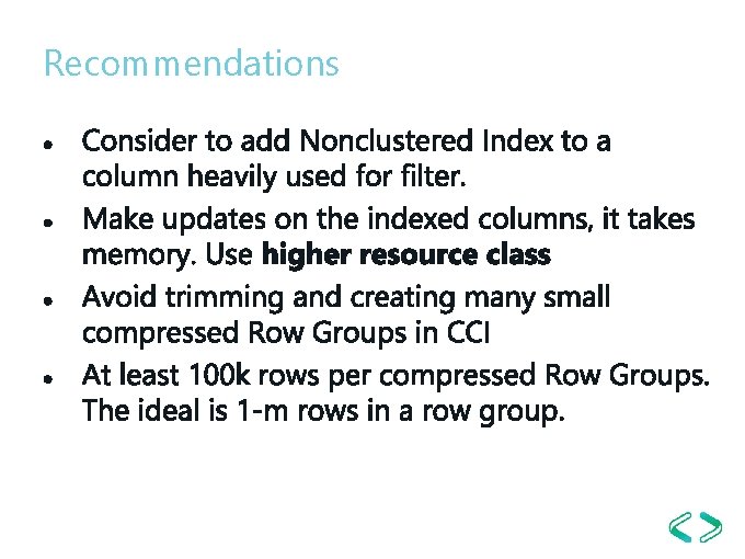 Recommendations Recommendations