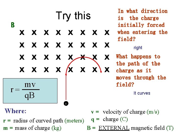 B Try this X X X X In what direction is the charge initially