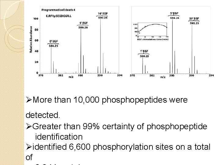 ØMore than 10, 000 phosphopeptides were detected. ØGreater than 99% certainty of phosphopeptide identification