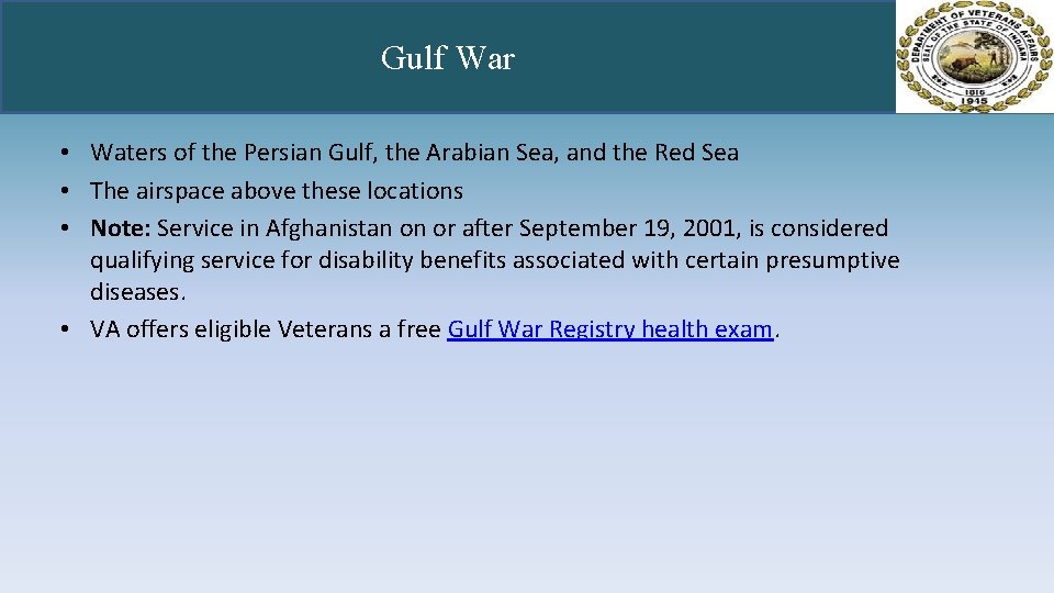 Gulf War • Waters of the Persian Gulf, the Arabian Sea, and the Red