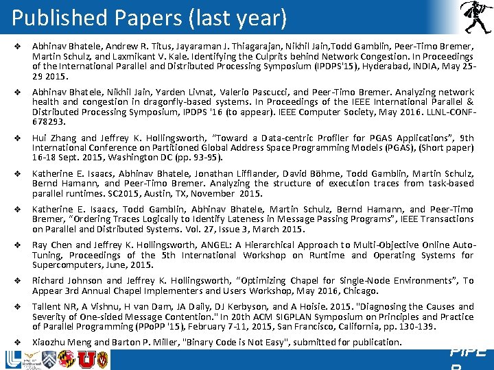 Published Papers (last year) v Abhinav Bhatele, Andrew R. Titus, Jayaraman J. Thiagarajan, Nikhil