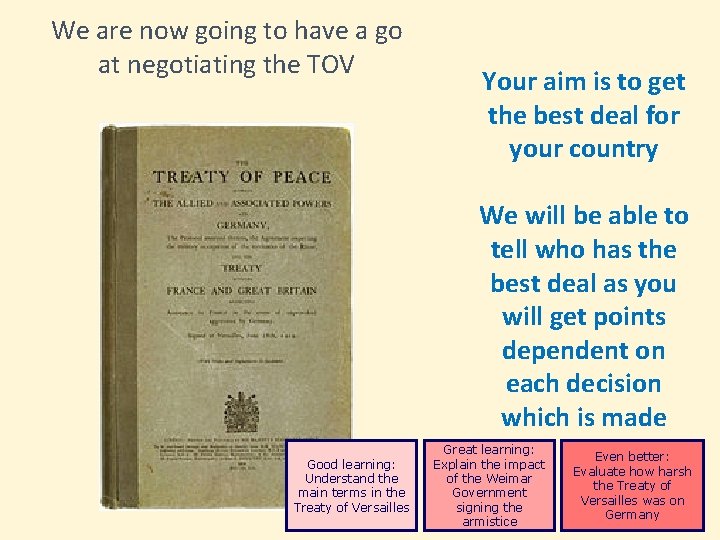 We are now going to have a go at negotiating the TOV Your aim