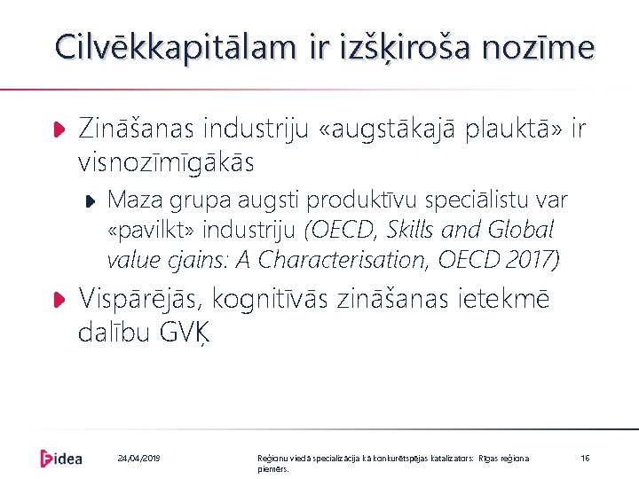 Cilvēkkapitālam ir izšķiroša nozīme Zināšanas industriju «augstākajā plauktā» ir visnozīmīgākās Maza grupa augsti produktīvu