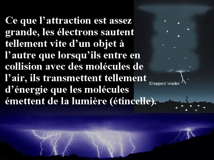  Ce que l’attraction est assez grande, les électrons sautent tellement vite d’un objet