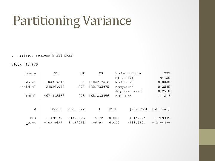 Partitioning Variance 