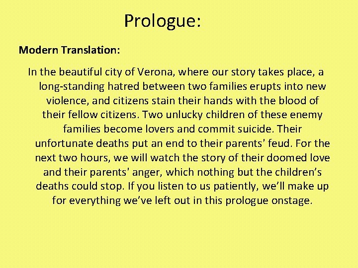 Prologue: Modern Translation: In the beautiful city of Verona, where our story takes place,