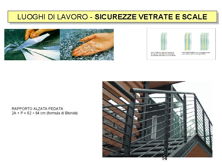 LUOGHI DI LAVORO - SICUREZZE VETRATE E SCALE RAPPORTO ALZATA PEDATA 2 A +