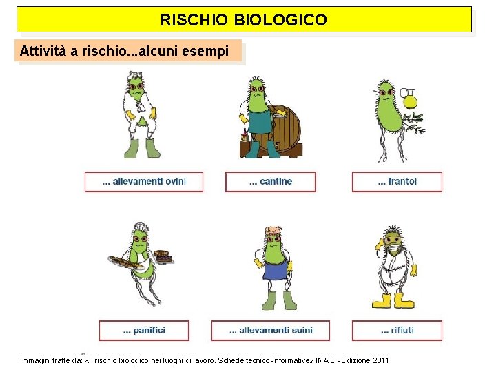 RISCHIO BIOLOGICO Attività a rischio. . . alcuni esempi Immagini tratte da: «Il rischio