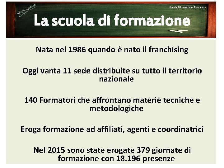 Scuola di Formazione Tecnocasa La scuola di formazione Nata nel 1986 quando è nato