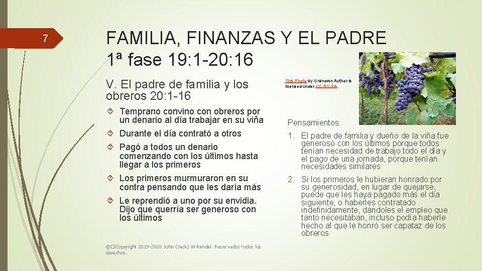 7 FAMILIA, FINANZAS Y EL PADRE 1ª fase 19: 1 -20: 16 V. El