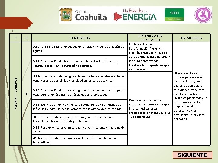 T G CONTENIDOS 9. 2. 2 Análisis de las propiedades de la rotación y T G CONTENIDOS 9. 2. 2 Análisis de las propiedades de la rotación y