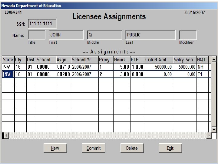  • Insert screen shot of teacher info for one year 