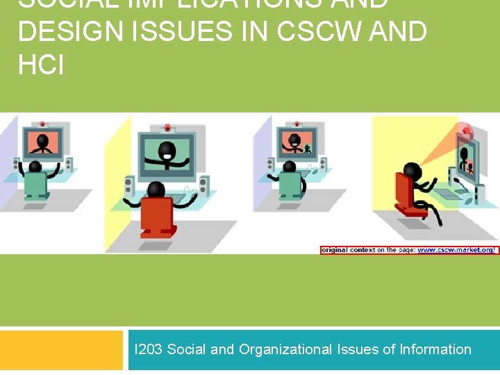 SOCIAL IMPLICATIONS AND DESIGN ISSUES IN CSCW AND HCI I 203 Social and Organizational