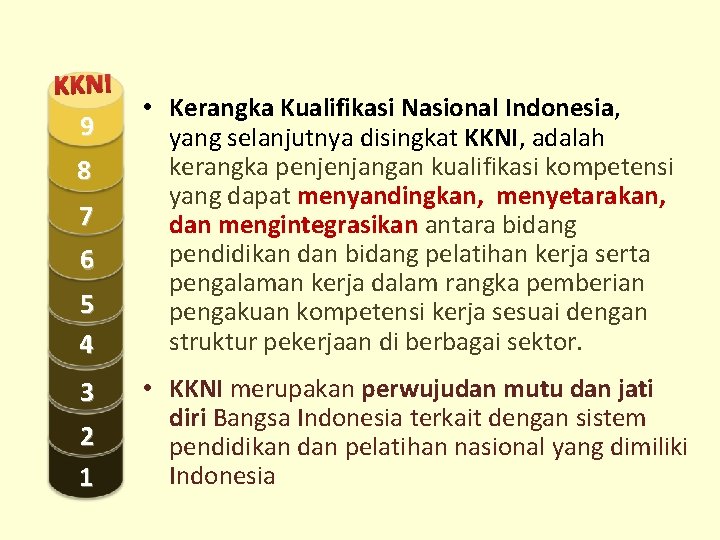KKNI 9 8 7 6 5 4 3 2 1 • Kerangka Kualifikasi Nasional