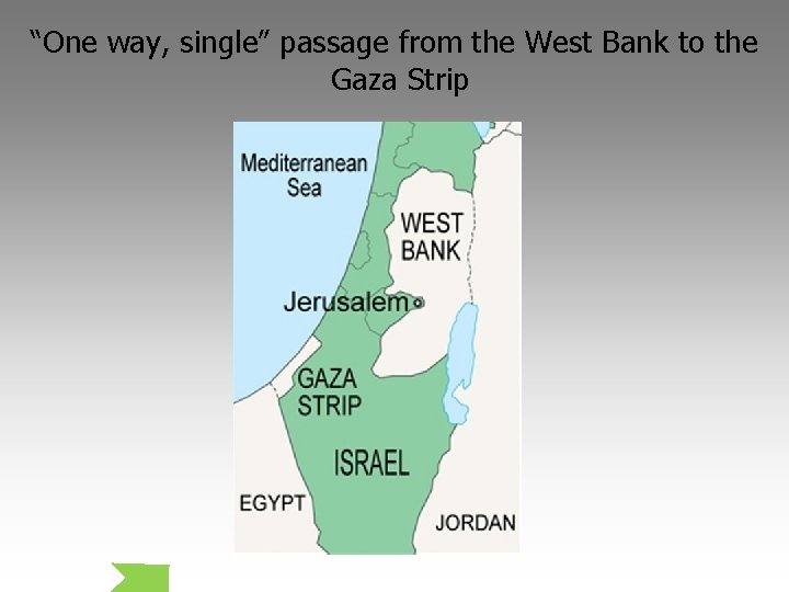 “One way, single” passage from the West Bank to the Gaza Strip 