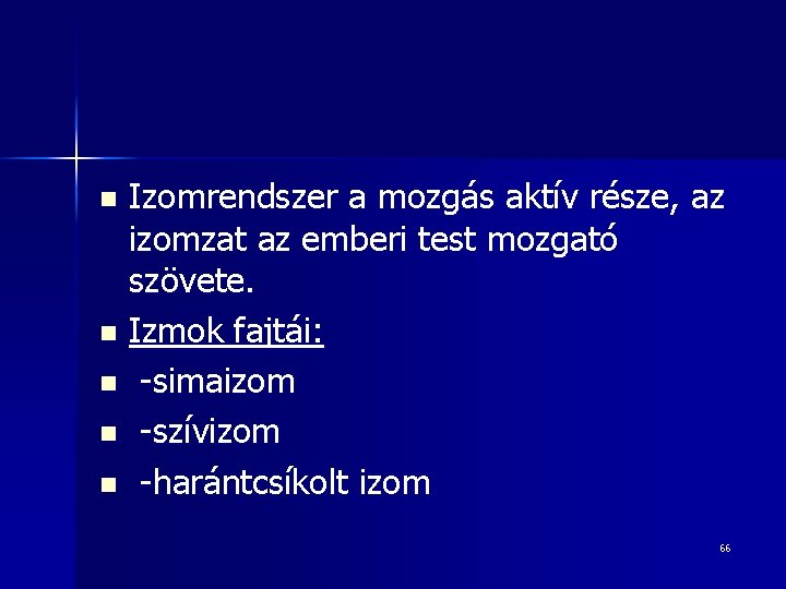 Izomrendszer a mozgás aktív része, az izomzat az emberi test mozgató szövete. n Izmok