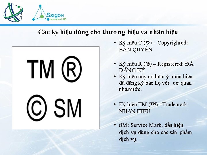 Các ký hiệu dùng cho thương hiệu và nhãn hiệu • Ký hiệu C