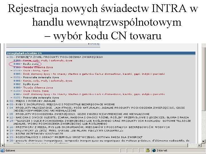 Rejestracja nowych świadectw INTRA w handlu wewnątrzwspólnotowym – wybór kodu CN towaru Rejestracja nowych świadectw INTRA w handlu wewnątrzwspólnotowym – wybór kodu CN towaru