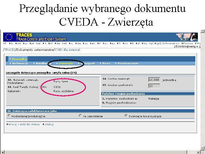 Przeglądanie wybranego dokumentu CVEDA - Zwierzęta Przeglądanie wybranego dokumentu CVEDA - Zwierzęta