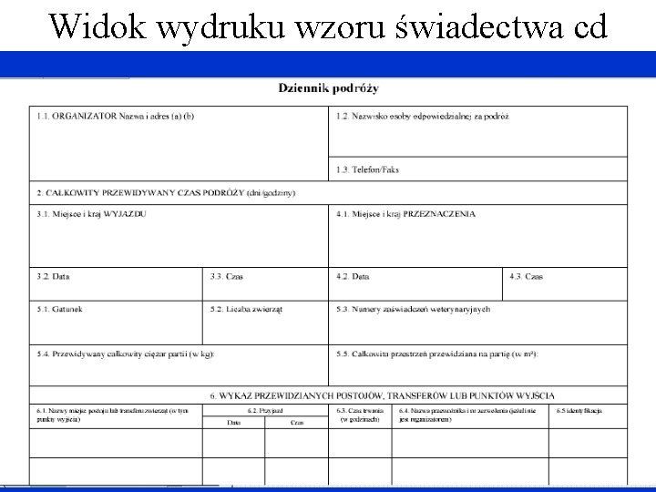 Widok wydruku wzoru świadectwa cd Widok wydruku wzoru świadectwa cd