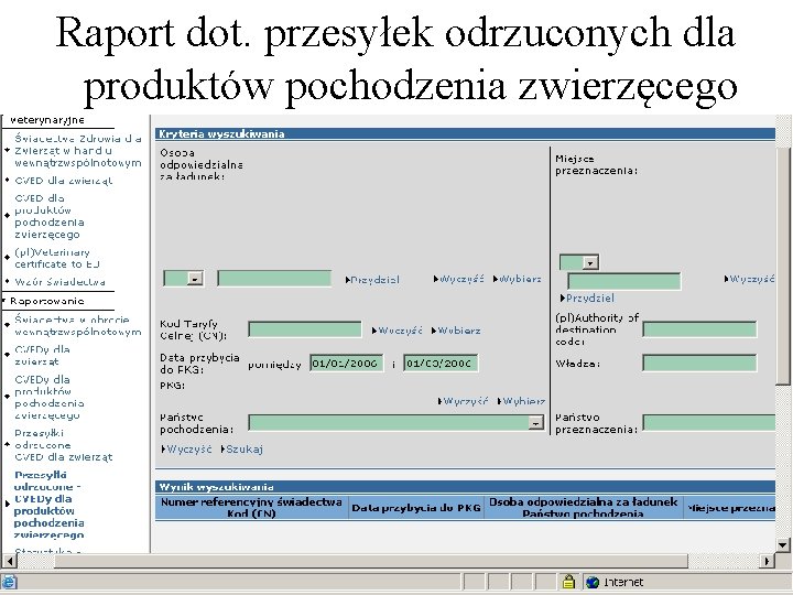 Raport dot. przesyłek odrzuconych dla produktów pochodzenia zwierzęcego Raport dot. przesyłek odrzuconych dla produktów pochodzenia zwierzęcego