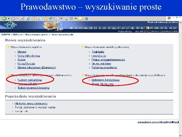 Prawodawstwo – wyszukiwanie proste Prawodawstwo – wyszukiwanie proste