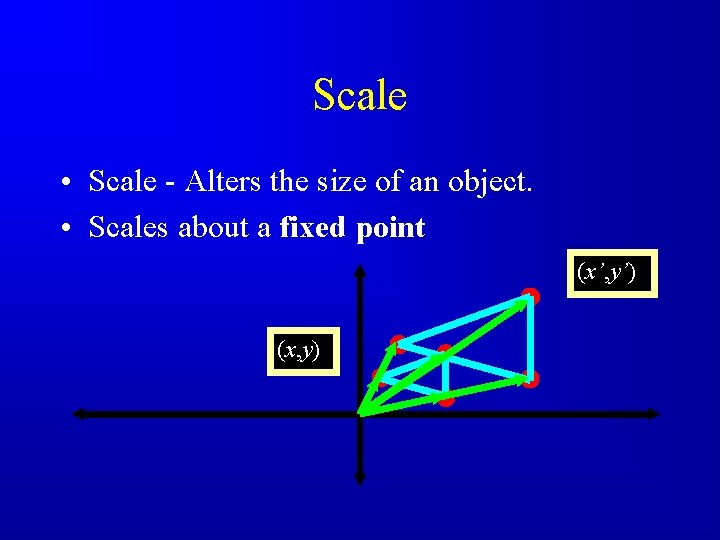 Scale • Scale - Alters the size of an object. • Scales about a