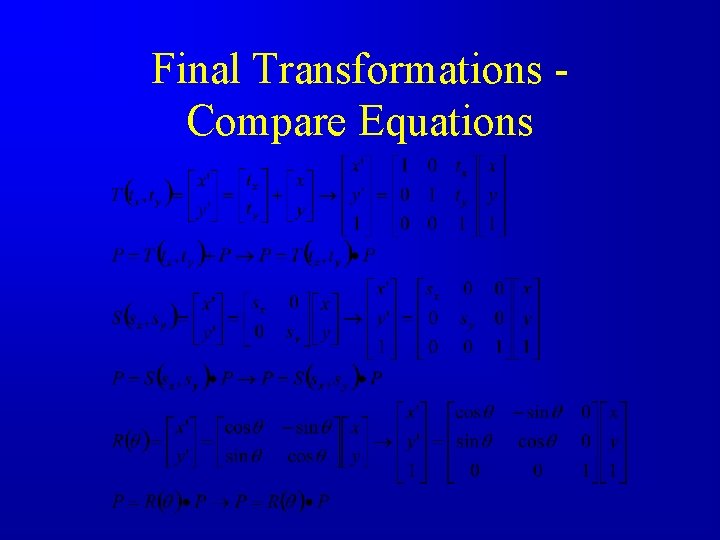 Final Transformations Compare Equations 
