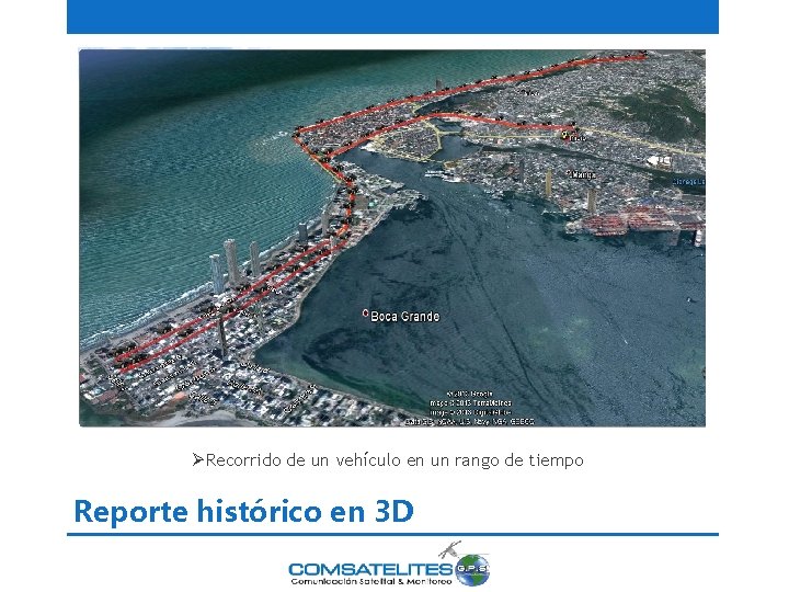 ØRecorrido de un vehículo en un rango de tiempo Reporte histórico en 3 D
