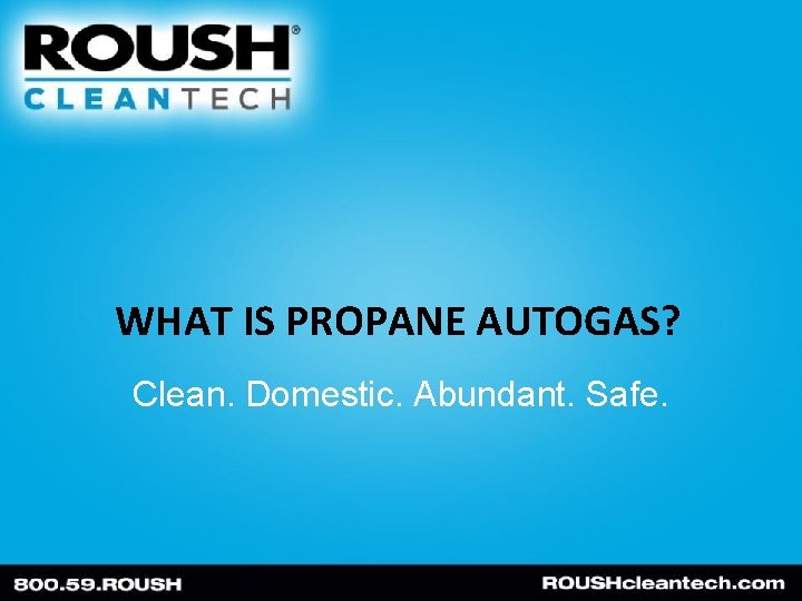 WHAT IS PROPANE AUTOGAS? Clean. Domestic. Abundant. Safe. 