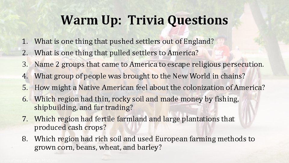Warm Up: Trivia Questions 1. 2. 3. 4. 5. 6. What is one thing