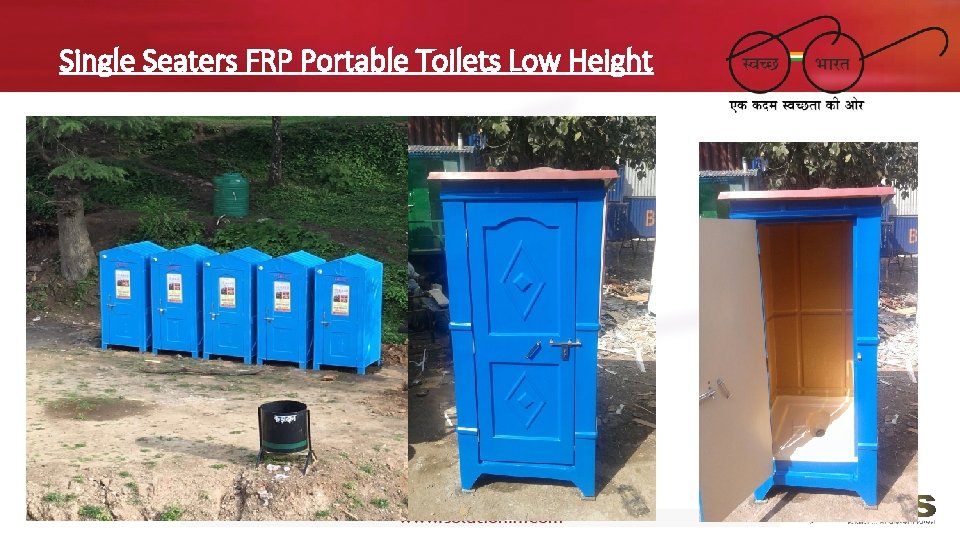 Single Seaters FRP Portable Toilets Low Height 