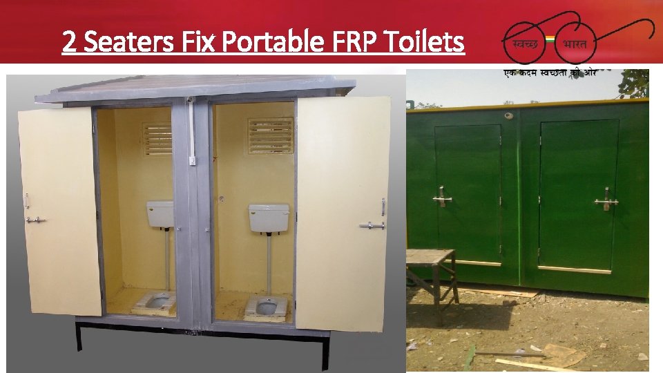 2 Seaters Fix Portable FRP Toilets 
