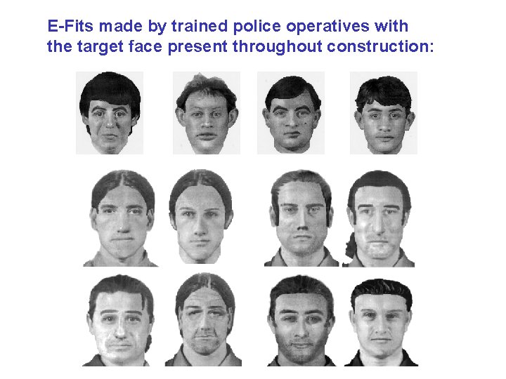 E-Fits made by trained police operatives with the target face present throughout construction: 