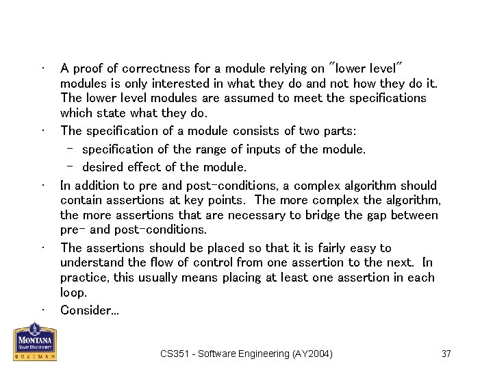  • • • A proof of correctness for a module relying on "lower