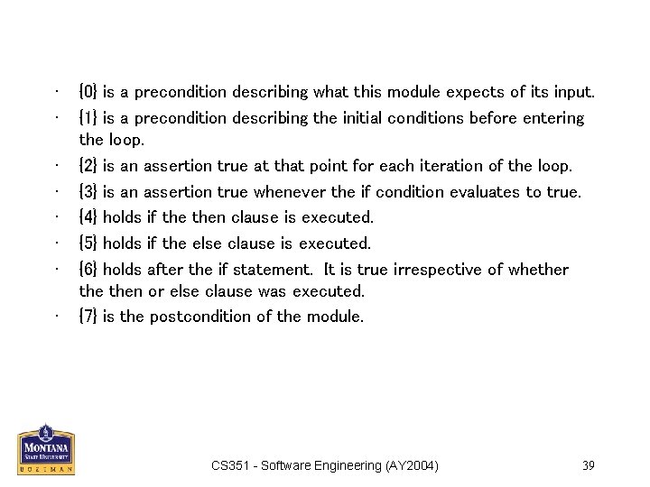  • • {0} is a precondition describing what this module expects of its