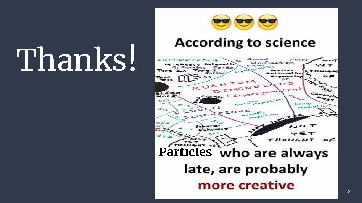 Thanks! Particles 21 