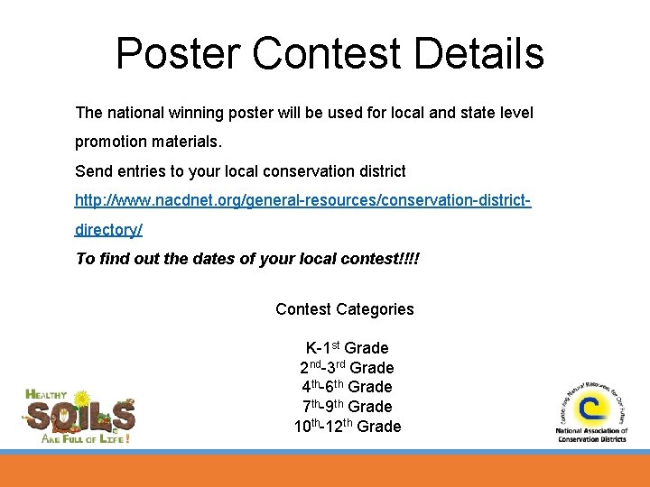 Poster Contest Details The national winning poster will be used for local and state