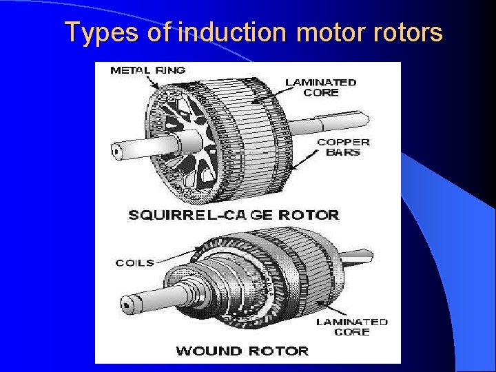 Types of induction motor rotors 
