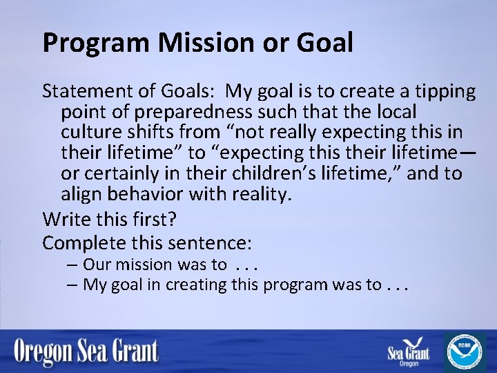 Program Mission or Goal Statement of Goals: My goal is to create a tipping