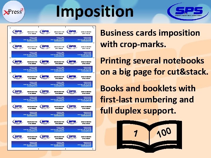Imposition Business cards imposition with crop-marks. Printing several notebooks on a big page for