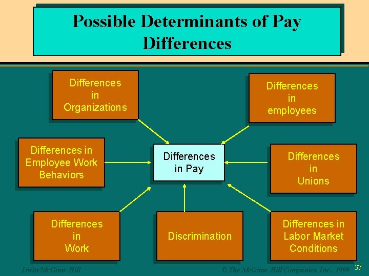 Possible Determinants of Pay Differences in Organizations Differences in Employee Work Behaviors Differences in
