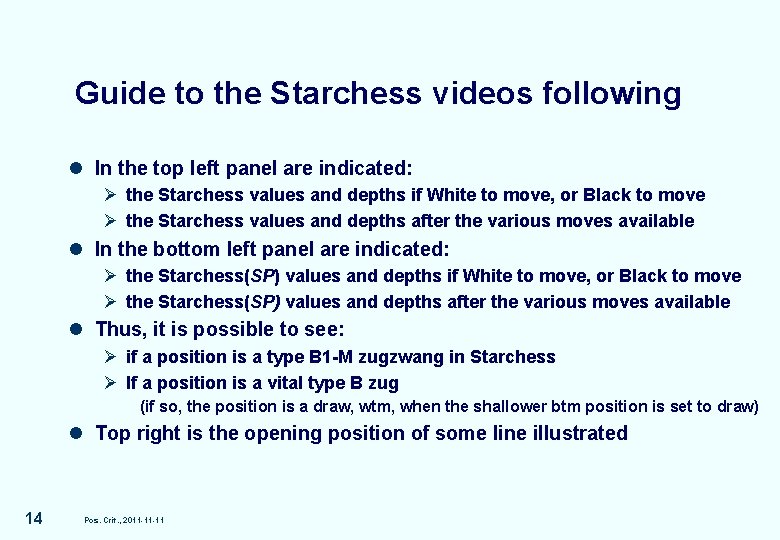 Guide to the Starchess videos following l In the top left panel are indicated: Guide to the Starchess videos following l In the top left panel are indicated: