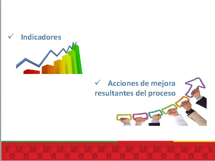 ü Indicadores ü Acciones de mejora resultantes del proceso ü Indicadores ü Acciones de mejora resultantes del proceso