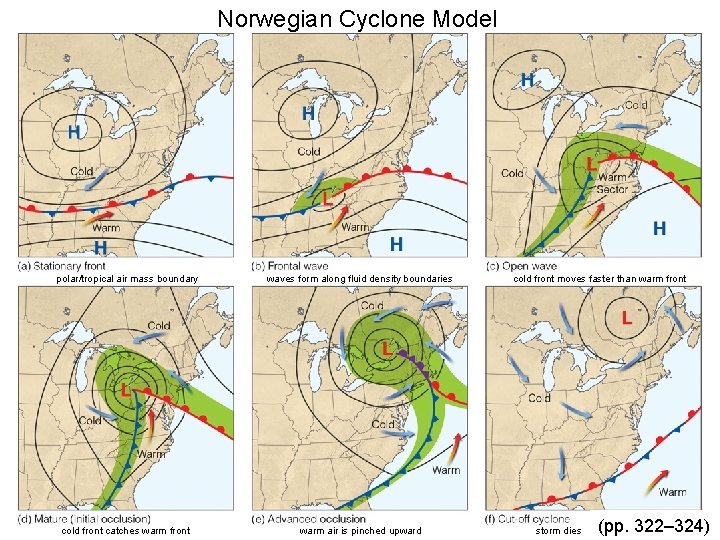 Norwegian Cyclone Model polar/tropical air mass boundary waves form along fluid density boundaries cold