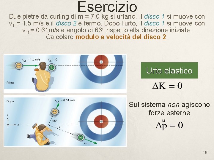 Esercizio Due pietre da curling di m = 7. 0 kg si urtano. Il Esercizio Due pietre da curling di m = 7. 0 kg si urtano. Il