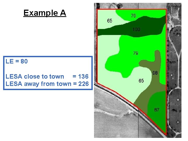 Example A LE = 80 LESA close to town = 136 LESA away from